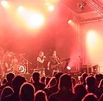 A music group performing at the open-air Dülmener Sommer concert in Germany in 2018